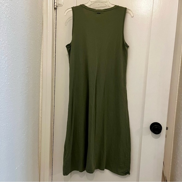 DKNY Cotton Blend Casual Midi Dress Olive Green - Size M - Picture 12 of 15